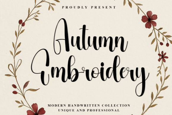 Autumn Embroidery: A Modern Script for Elegant Branding